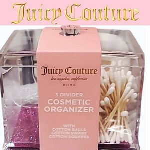 Juicy Couture Acrylic 3Divider Cosmetic Organizer w/Cotton Balls, Swabs, Squares